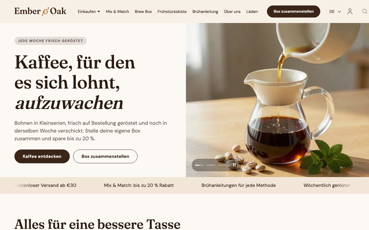 The home page in German