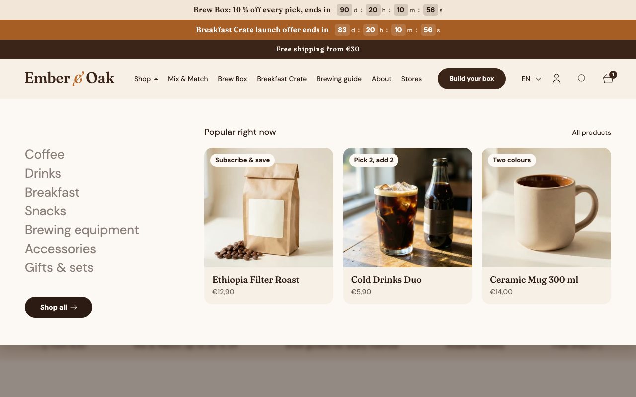 Header with mega menu
