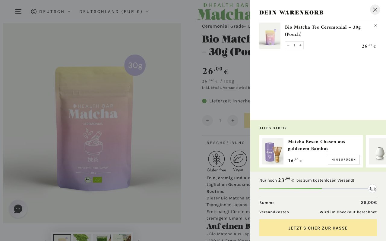 health-bar.com: drawer кошика рахує до безкоштовної доставки