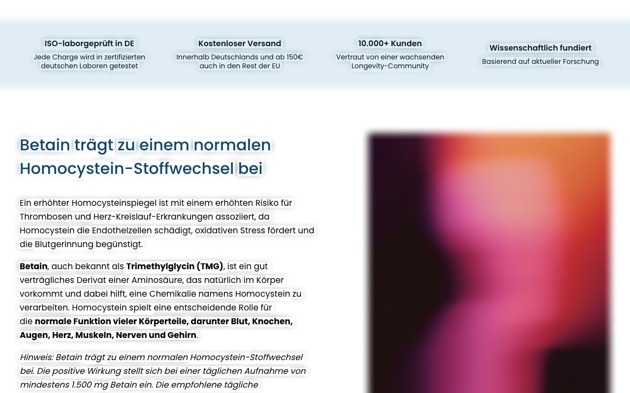 Longevity supplements brand, DE